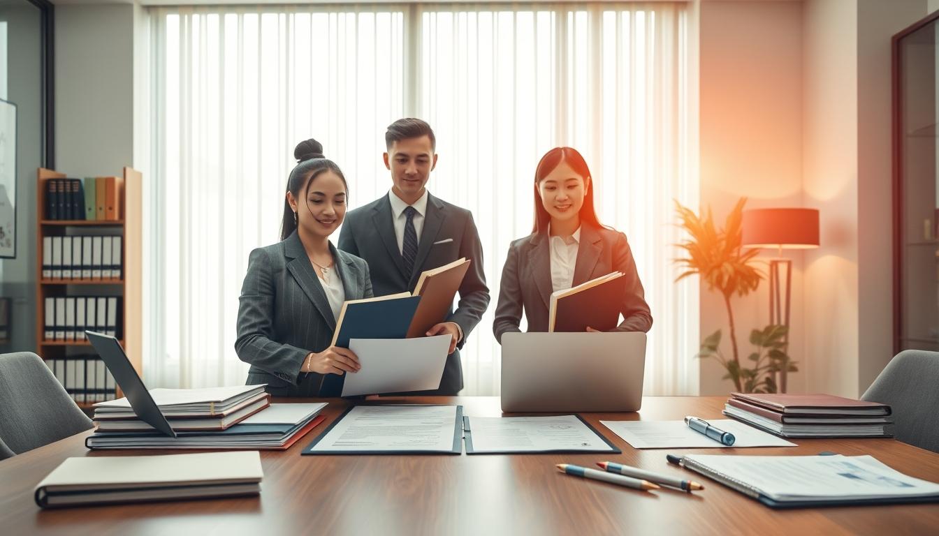 Family reviewing legal documents